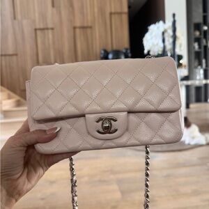 Chanel Light Pink Quilted Caviar Classic Flap Bag